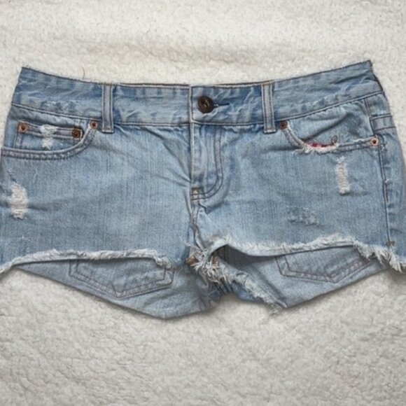 American Eagle Jean Shorts cut off Denim Micro ShortsSize 0 - Picture 2 of 7